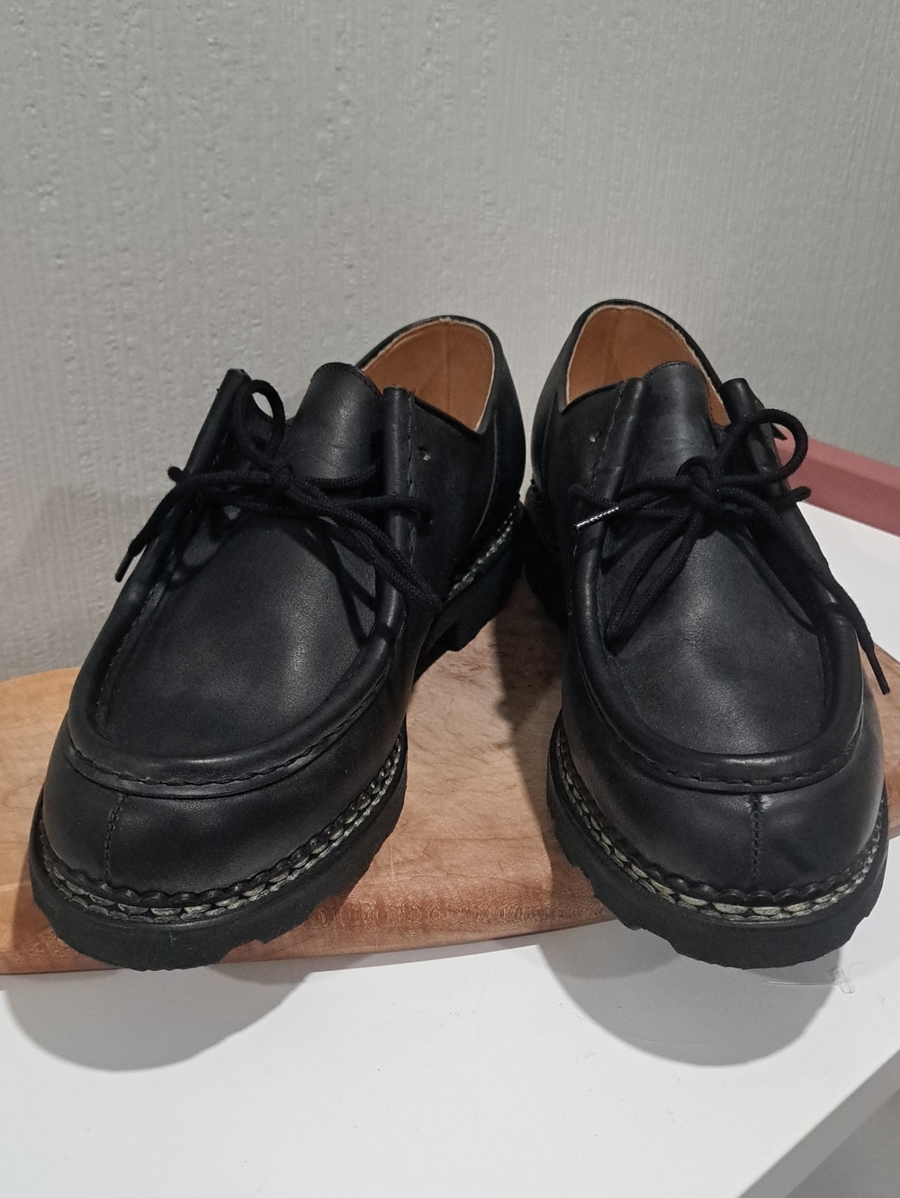 Men's Black Calf Leather Lace-Up Slip-On Loafers